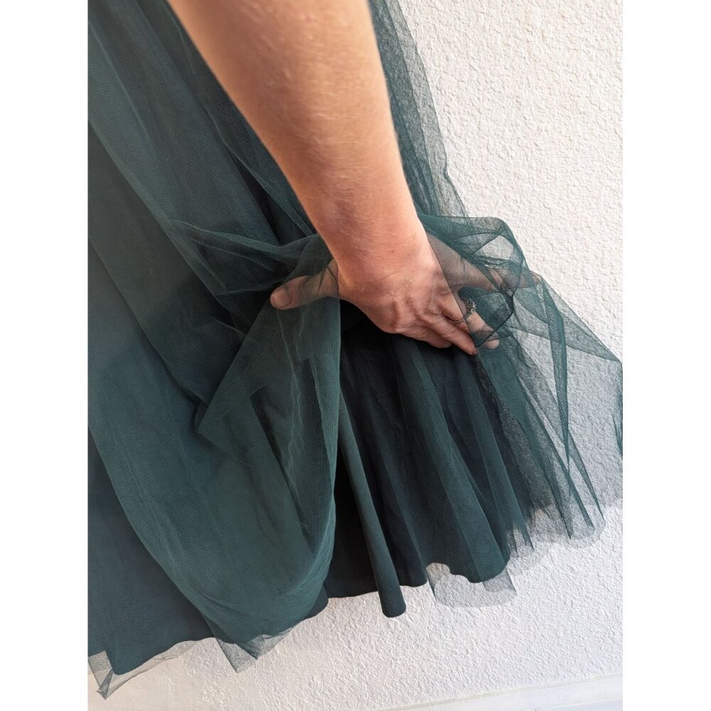 Lulus Rare Beauty Green Tulle Backless Full Length Size Large Adjustable Straps - Picture 9 of 10